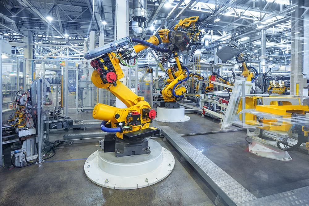 Modern manufacturing facility representing industrial production and digital transformation.