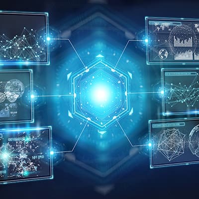 Advanced cybersecurity analytics dashboard with interconnected data visualizations, network monitoring, and technical threat assessment systems.