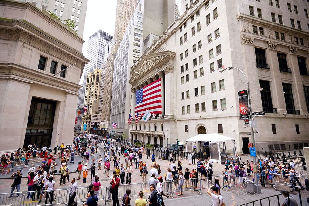 Financial district representing cybersecurity for banks and financial firms.